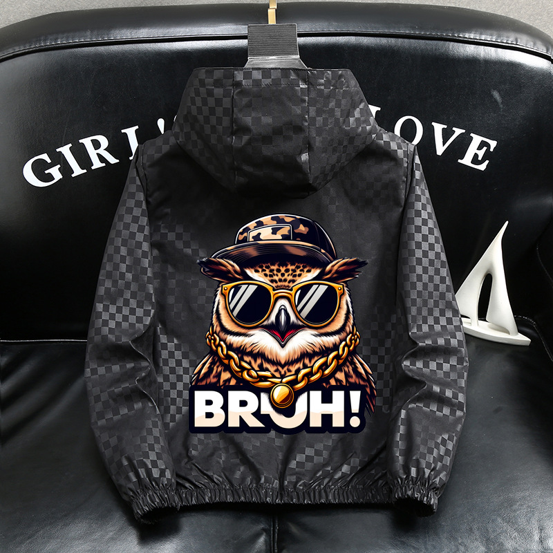 Veste à capuche homme légère coupe ample style décontracté_voghion.com