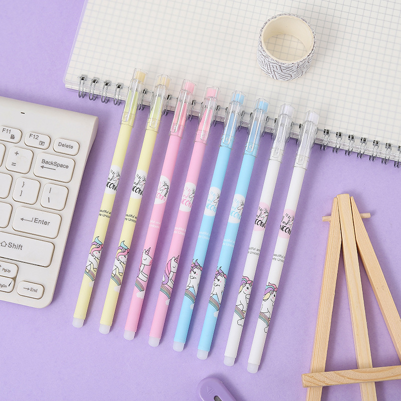 Creative Bande Dessinée Licorne Étudiant Droite Effaçable Gel Stylo 1 Pièce display picture 3