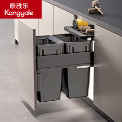 キッチンキャビネット埋め込み式ゴミ箱埋め込み式蓋付き暗装ステルス内蔵ダブルバレル分類抵抗引き出し式