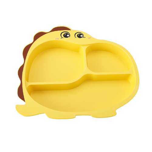 Cross-border cartoon children's dinner plate kindergarten eating grid plate spoon fork baby bamboo fiber tableware