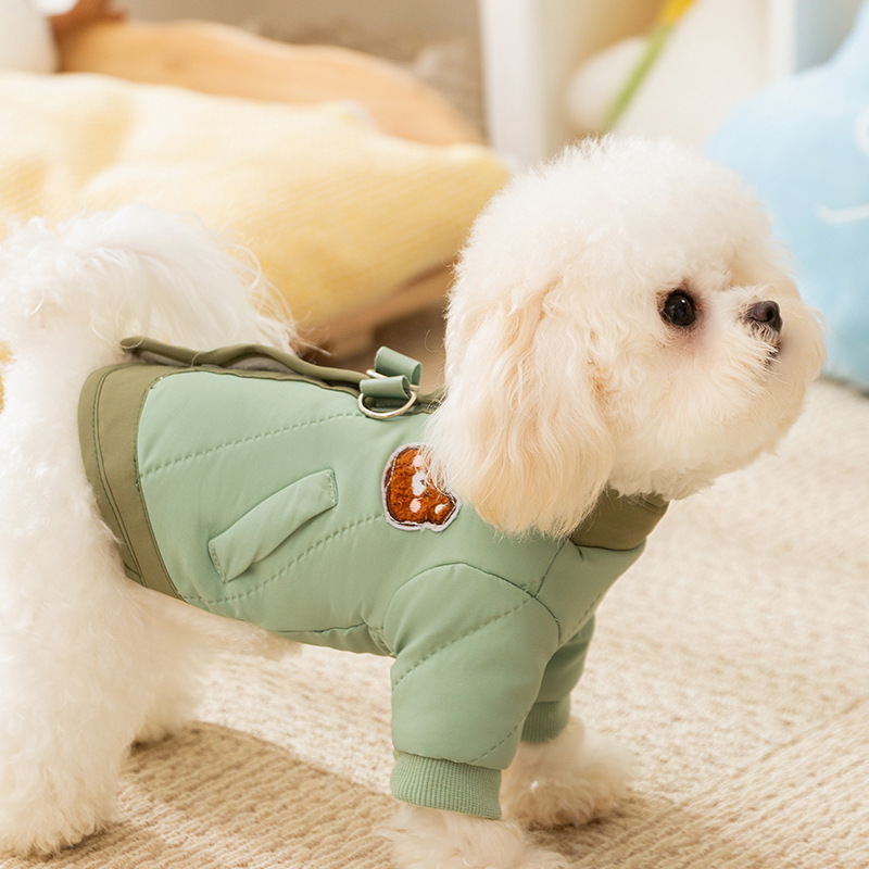 가을, 겨울 강아지 옷, 귀여운 곰 누비 면 두 다리 면 옷, 두껍고 따뜻한 테디 작은 강아지와 고양이 옷