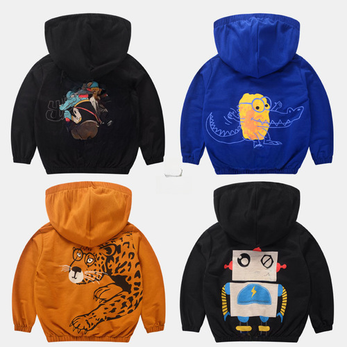 Betop Kids' New Korean Style Coat Children's Suncoat Thin Version Korean Style Cartoon Boys' Hooded Coat Dropshipping