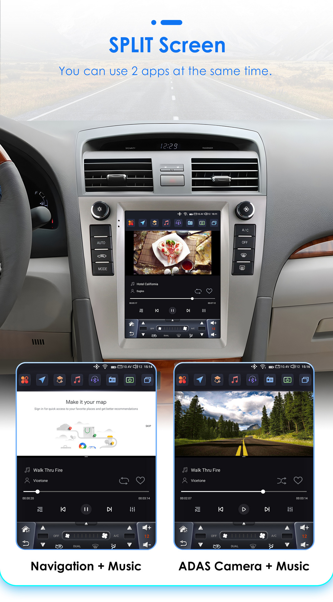 9.7inch Suitable for 06-11 Toyota Camry Android Car Bluetooth Vertical Screen Navigation Carplay