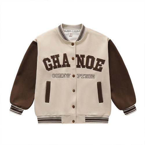 Women's Spring and Autumn 2024 New Children's Stylish Color-blocked Spring Top for Older Children, Spring Baseball Jacket