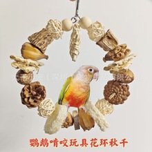 工厂鹦鹉啃咬花环鸟玩具天然果实秋千丝瓜络坚果松果磨牙啃咬玩具