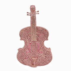 Manufacturer's direct sales of new product diamond-embellished violin-shaped evening bag for cross-border European and American banquet crystal handled clutch bag