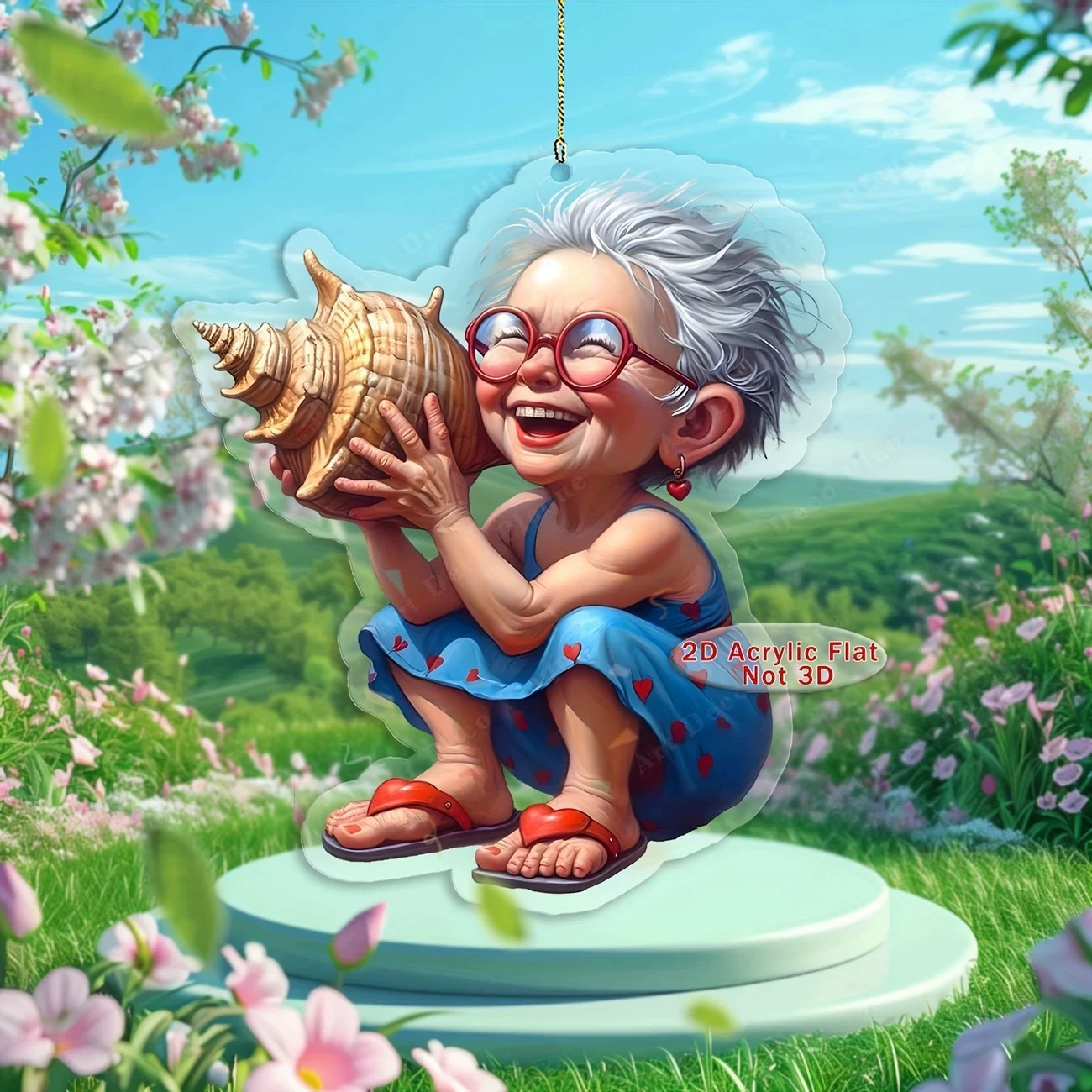 Персонализированный новый продукт Happy Conch Grandma, подвеска, трансграничная акриловая плоская подвеска для автомобиля, брелок для рюкзака