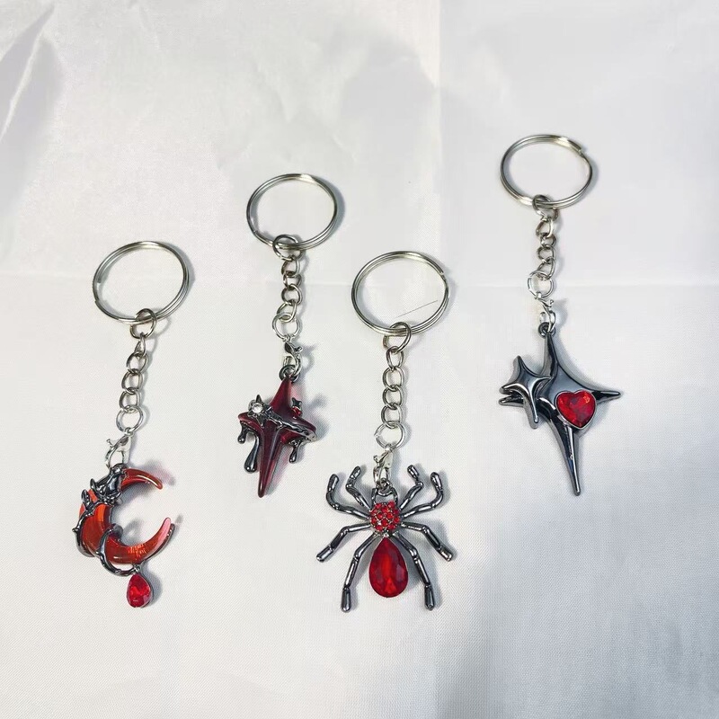 European and American Popular Amazon Hot Style Bloody Mary Spider Star Cross Gothic Style Keychain Bag Pendant