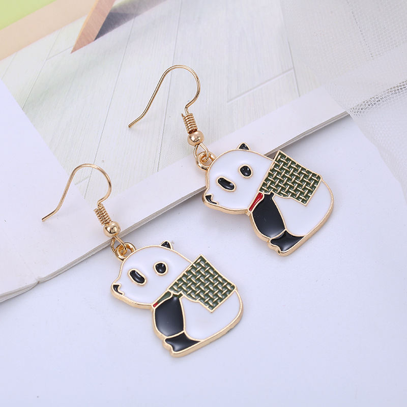 Earrings Classification Travel, Birthday, Festival Occasion New Fashion Cute Panda Cartoon Funny Animal Alloy Earrings