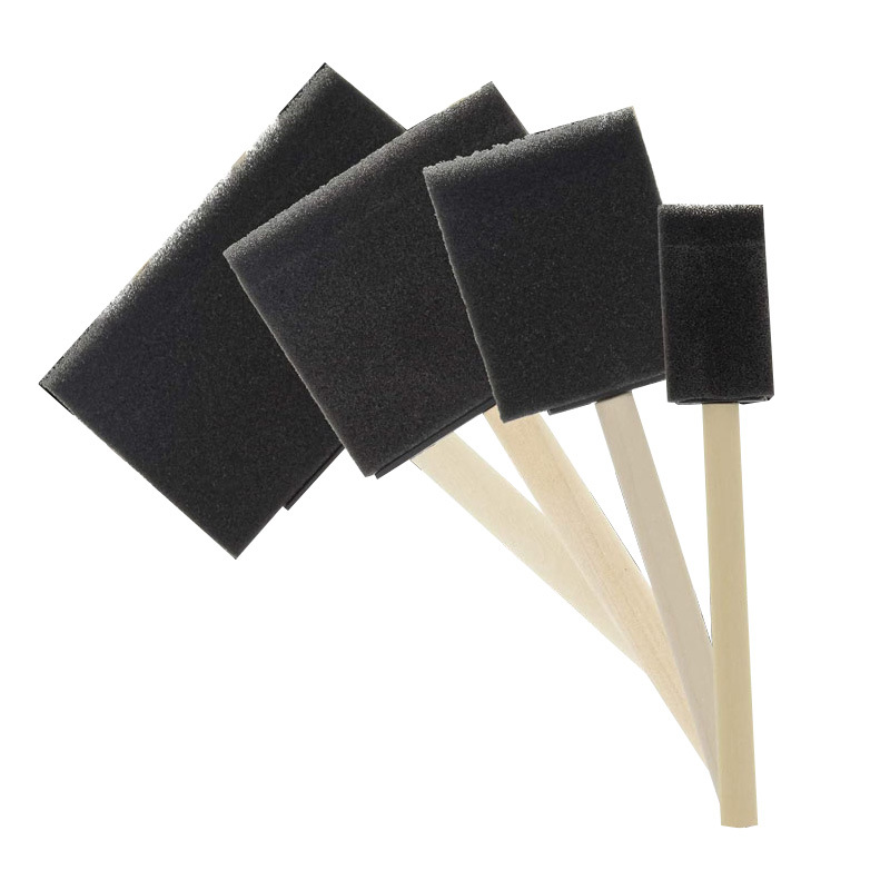 Suministro transfronterizo mango de madera cepillo de esponja negro niños bricolaje graffiti espátula pintura arte cepillo de esponja al por mayor