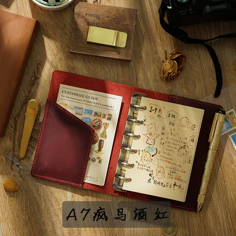 Leather laptop for traveling, handheld pocketbook, DIY, tear-off sheet, 6A