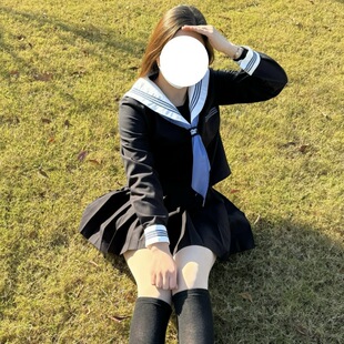 Original JK Uniform White Collar Blue Three Genuine Japanese College Style Sailor Suit School Style Class Suit suit