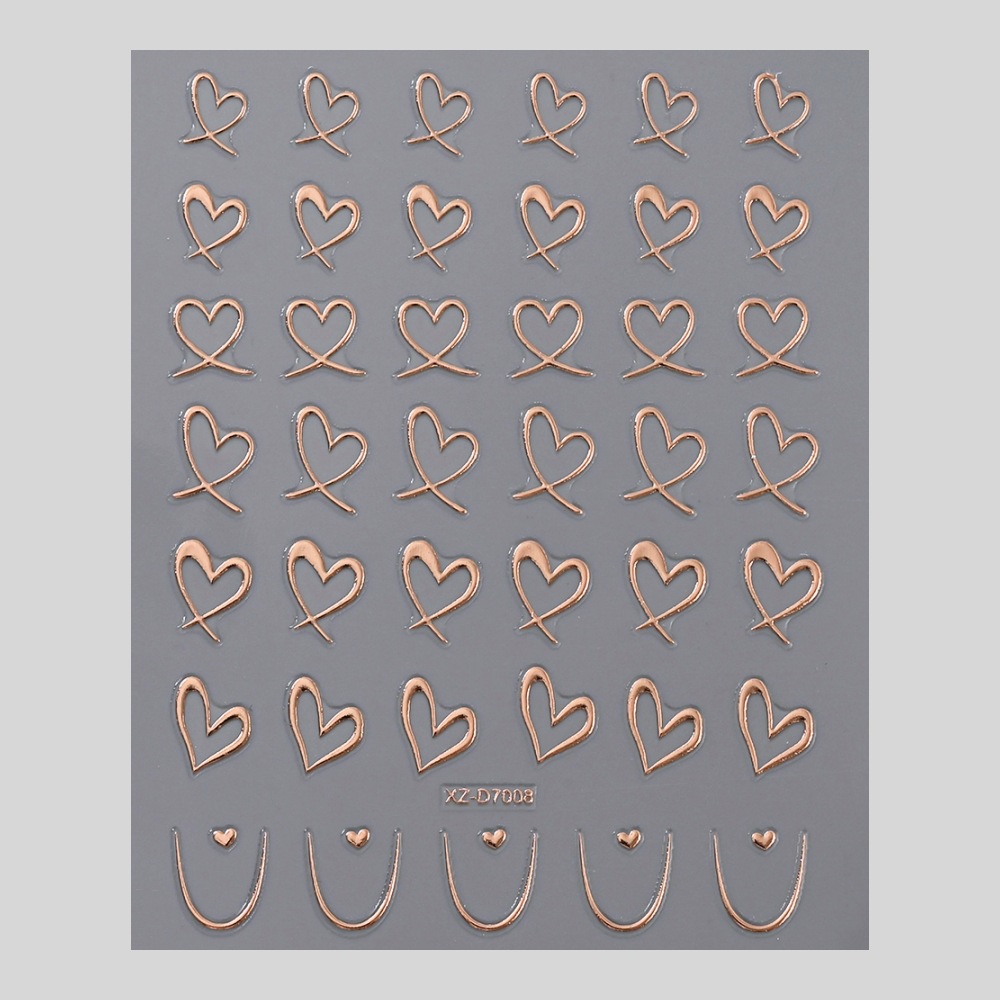Pegatinas de uñas con forma de corazón hueco, láser dorado y plateado, pegatinas de uñas rojas con reverso adhesivo, pegatinas de uñas con forma de corazón torcido image 27