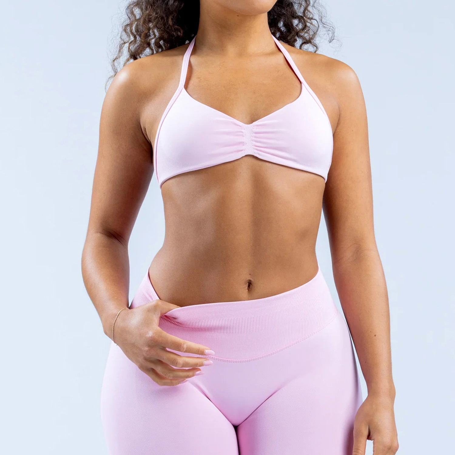 Chaleco halter de yoga sin costuras transfronterizo pantalones de yoga de cadera elásticos altos pantalones de fitness tirantes conjunto de sujetador deportivo