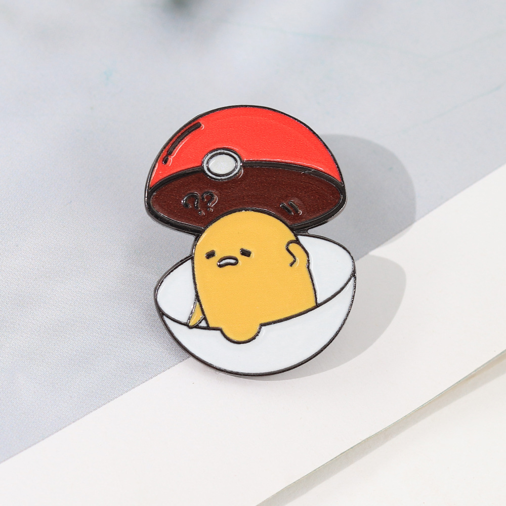 Lazy Egg Brooch Creative Anime Icon Badge Cartoon Eggshell Enamel Pin Lazy Representative Decorative Accessories