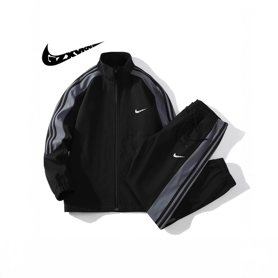 Men's 2025 Autumn Stand Collar Sports Casual Suit Men's Cardigan Jacket Jacket Running Fitness Wear Two-Piece Set