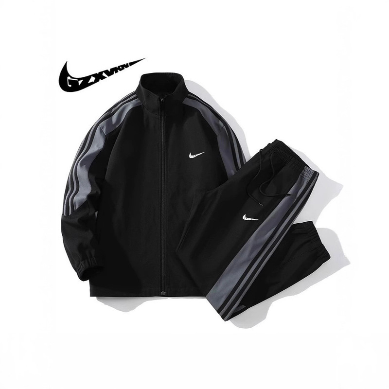 Men's 2025 Autumn Stand Collar Sports Casual Suit Men's Cardigan Jacket Jacket Running Fitness Wear Two-Piece Set