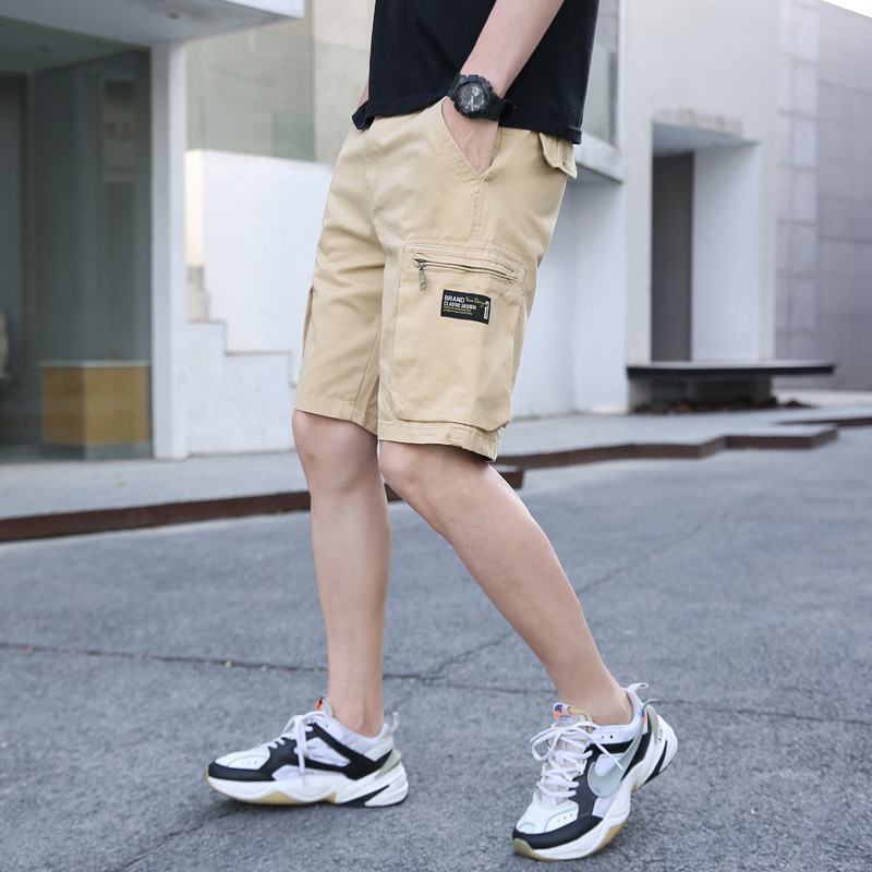 2022 verano Comercio exterior estilo coreano recortado pantalones cortos hombres rectos multi-Bolsa de ropa de trabajo cortos ins moda de los hombres jóvenes pantalones Casuales