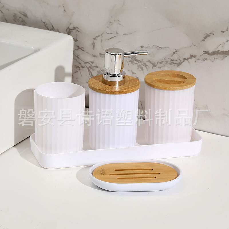 Baño doméstico con estriado 7 piezas para almacenar herramientas de limpieza artículos de higiene basura lavabo cepillo de inodoro taza hidráulica caja de jabón