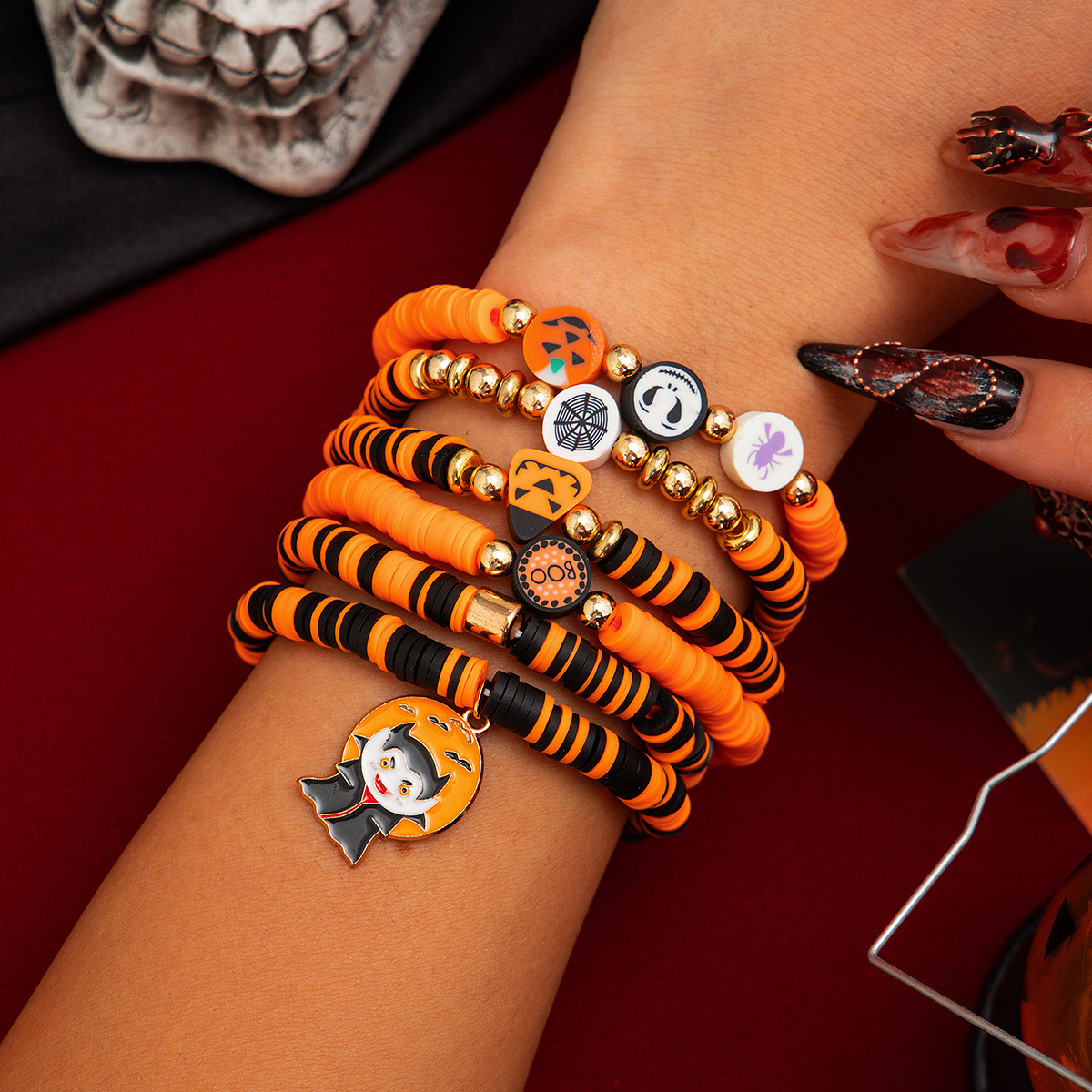 21g Weight Alloy Pendant Material Bracelets Classification CCB, Arylic, soft clay Chain Material 1 Set Quantity Festival Occasion CCB, Arylic, Alloy Material Halloween Festival Pumpkin, Bat, Ghost Pattern Women's Gender Beaded, Enamel Design Funny Style Funny Pumpkin Bat Ghost CCB Arylic Alloy Beaded Bracelets Wholesale 46