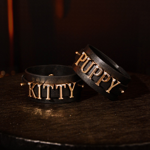 SM Collar DIY Lettered Playful Flirting Tool, Genuine Leather Neck Ring – Women's & Couples' Alternative Toy & Bondage Accessory