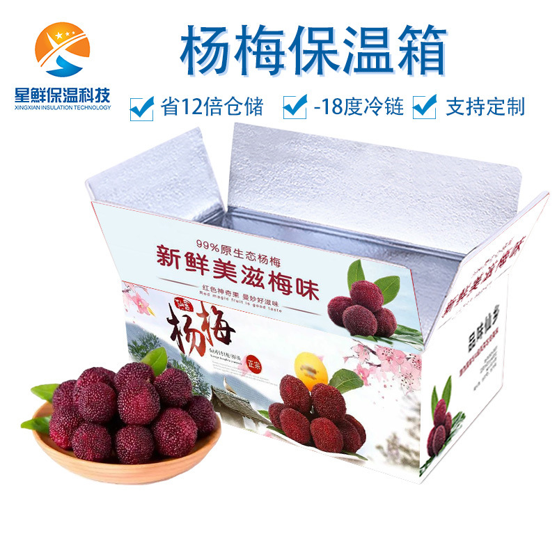 Foldable Insulation Carton Fresh Cold Chain Preservation Transport 2.5kg Pack Bayberry Fresh Insulation Aluminum Foil Packaging Carton