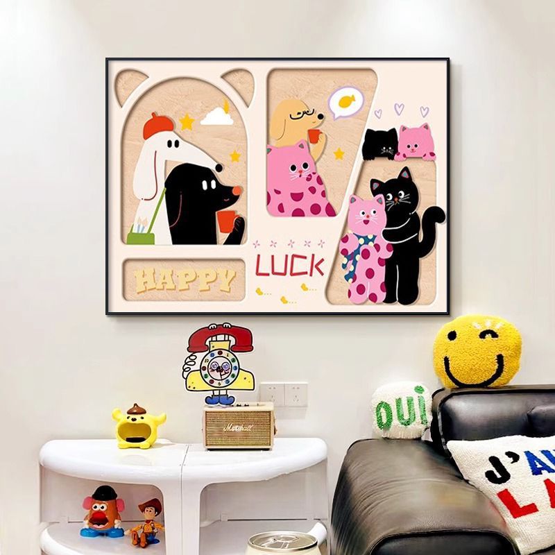 多巴胺客厅电表箱装饰画奶油卡通餐厅墙壁画电箱遮挡画电闸箱挂画|undefined