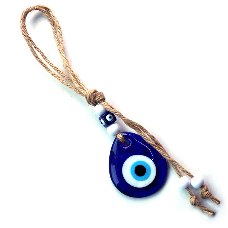 Mal de ojo cuerda de cáñamo gota de agua colgante Turquía Ojo Azul joyería colgante de cristal decoración de la pared buena suerte regalo