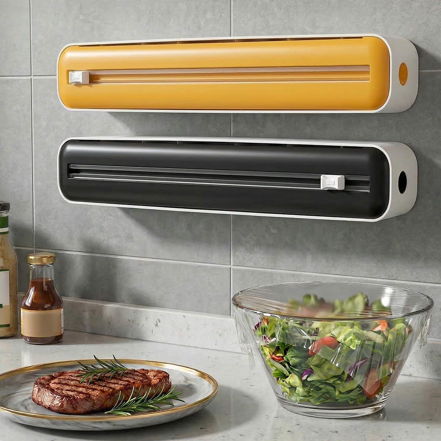 Household Anti-Scratch Cling Film Cutter Magnetic Refrigerator Kitchen Cling Film Convenient Divider Storage Box Cutting Rack