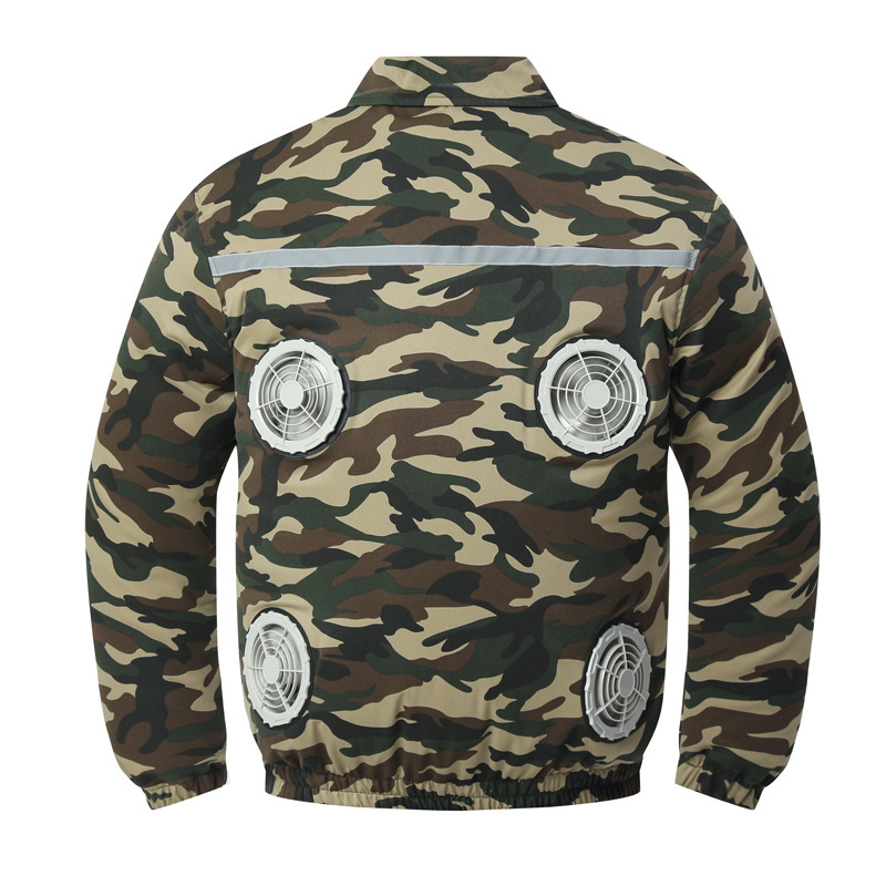 Cross-Border 4/2 Fan Men's Air-Conditioned Clothing Long-Sleeved Jacket Electrician Cooling Outdoor Fishing Workwear Fan Clothing Camouflage