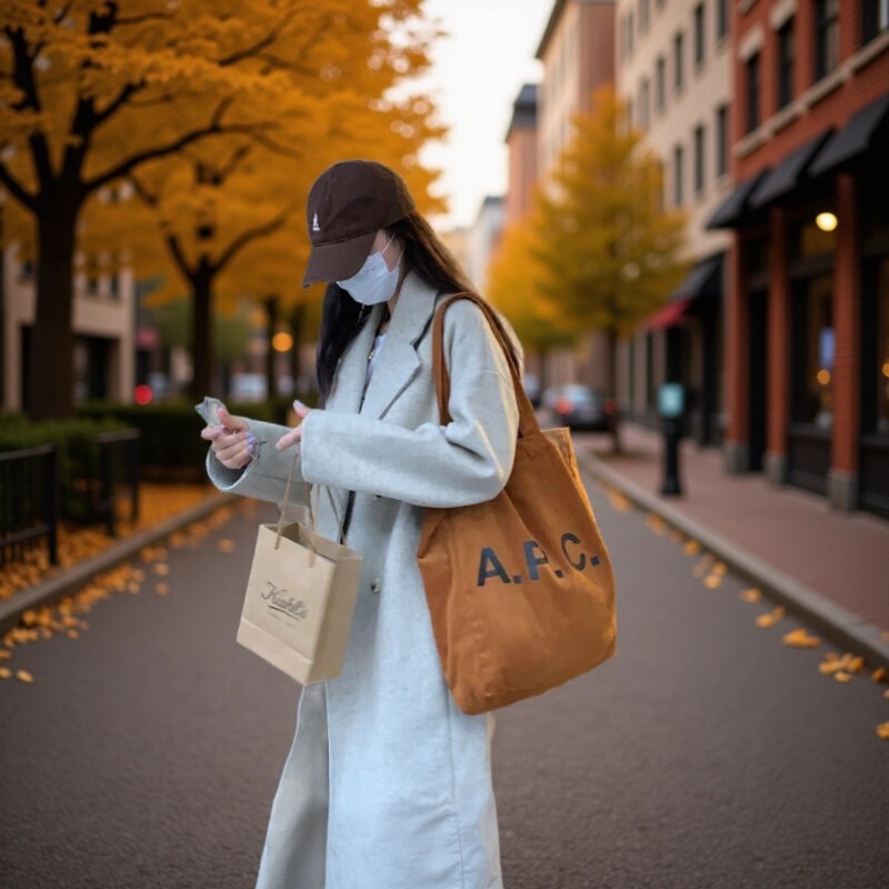Retro Style Apc Letter Simple Corduroy Shoulder Canvas Bag, Versatile Daily Shopping Bag Retro Style Apc Letter Simple Corduroy Shoulder Canvas Bag, Versatile Daily Shopping Bag