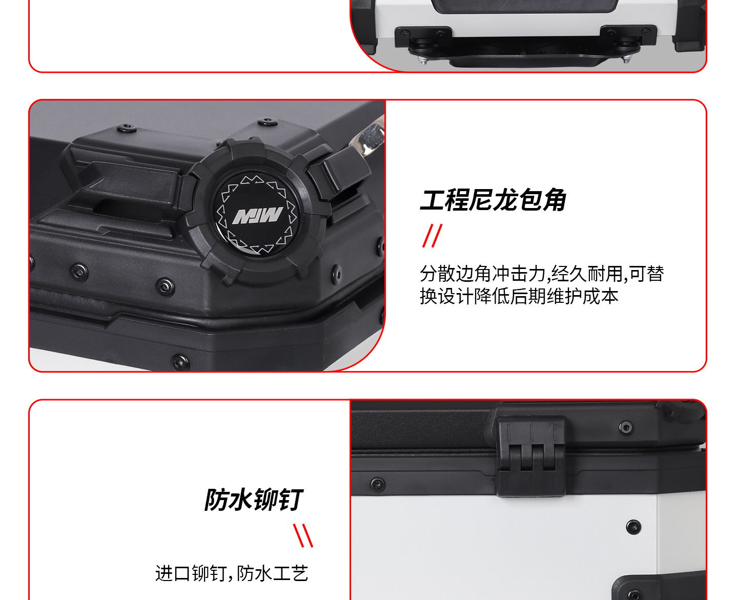 Motorcycle Mjw28L Clock-Style White Quick-Release Aluminum Alloy Tail Box Scooter Luggage Box Electric Vehicle Tail Box