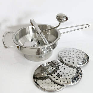 Stainless Steel Thickened Food Grinder Mashed Potato Mixer Confused Funnel Removable Manual Finisher