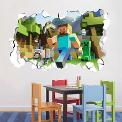 私の世界のマインクラフトrun away立体3d壁のステッカーは、悪役が鉱山の子供の部屋の装飾を掘ることにくっつきます。