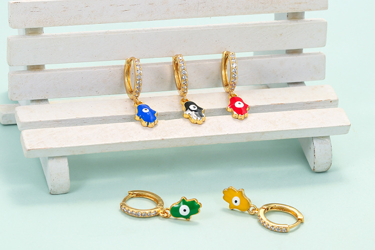 Copper Ear Needle Material 18K Real Gold Plated Plating Material Zircon Inlay Material Geometric Plating Metal Zircon Copper Earrings