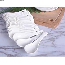 50个家用酒店餐厅饭店骨瓷小勺子调羹喝汤勺白汤匙饭商新品陶瓷勺