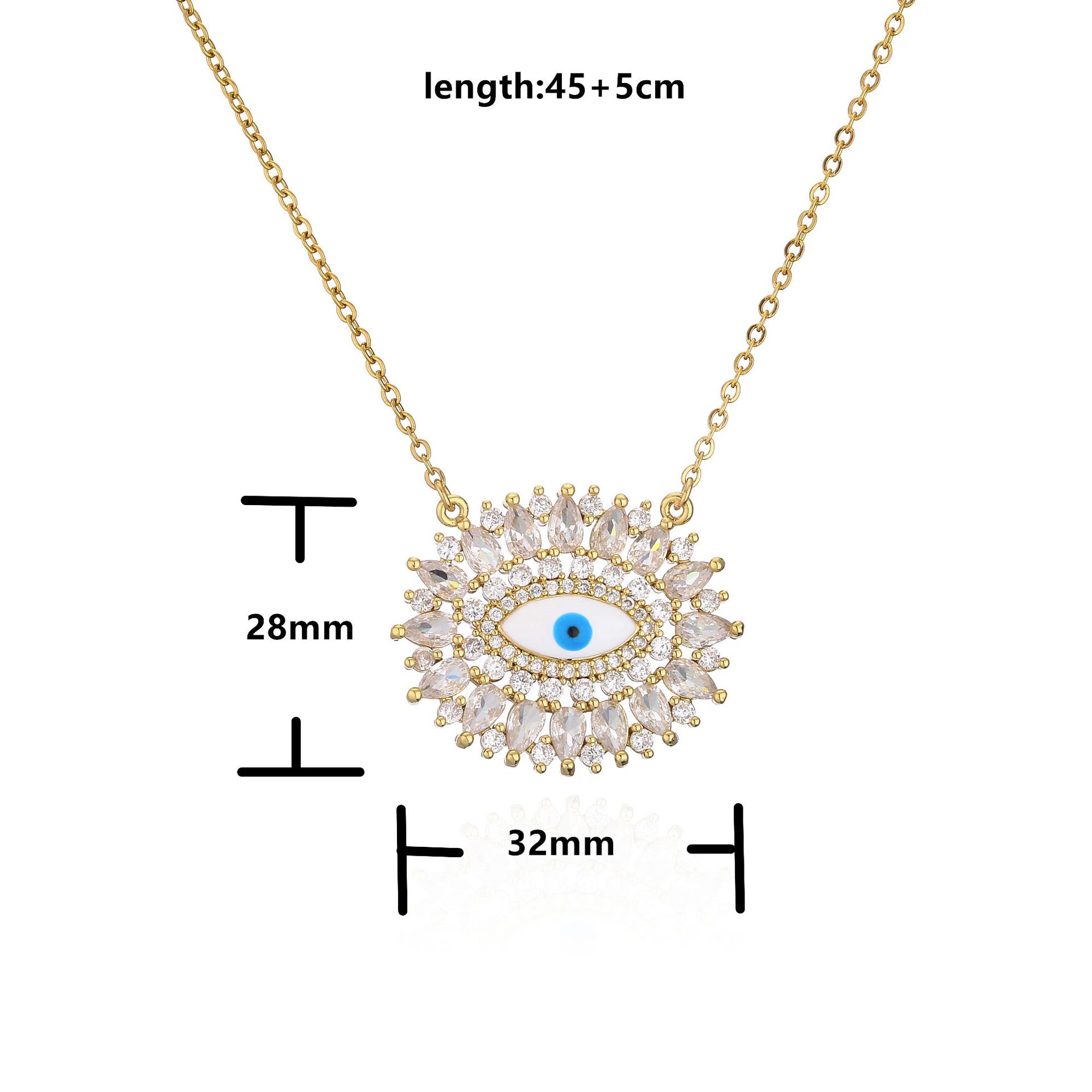 fashion copper Micro Inlaid Zircon Eye Geometric Pendant Necklace