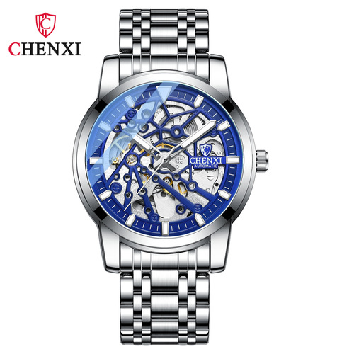 CHENXI/Chenxi hollow fully automatic mechanical watch waterproof luminous men's steel belt mechanical watch fine steel men's watch