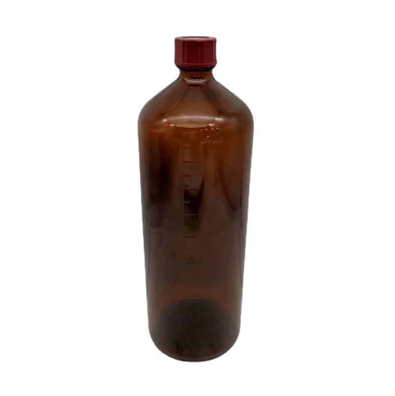 1000ml带刻度棕色玻璃瓶 螺口试剂瓶 玻璃样品瓶 小口液晶包装瓶