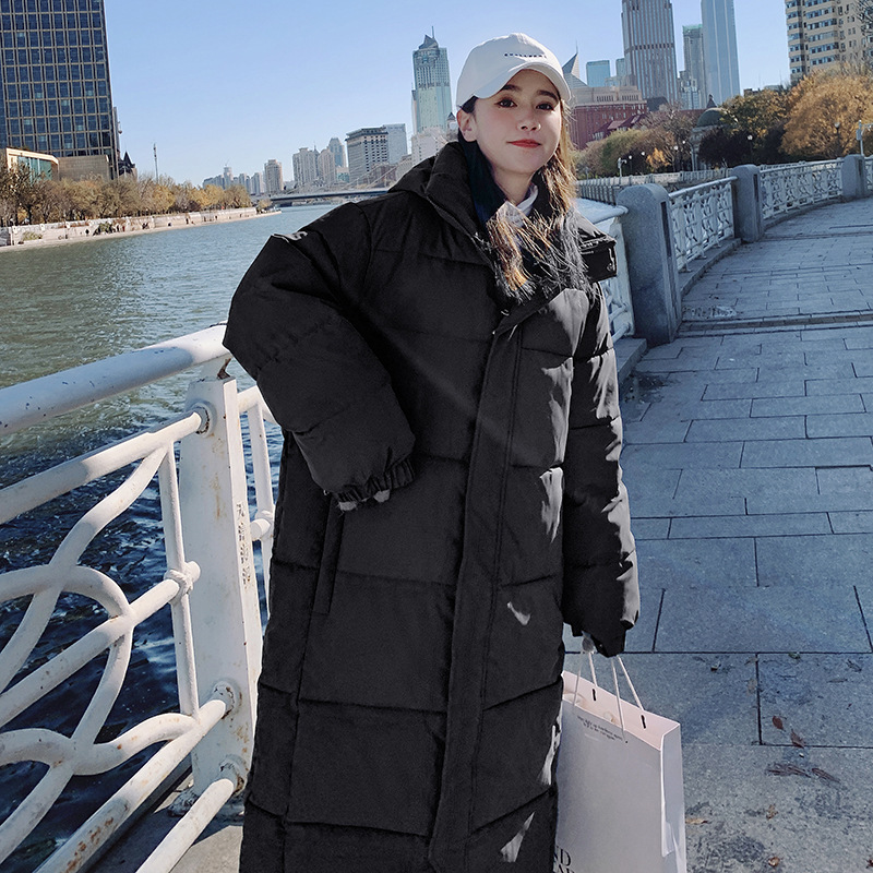 Cross-border Abrigo acolchado de algodón engrosado para mujer 2023 nuevo Abrigo acolchado de algodón con capucha suelta extendida de invierno sobre la rodilla