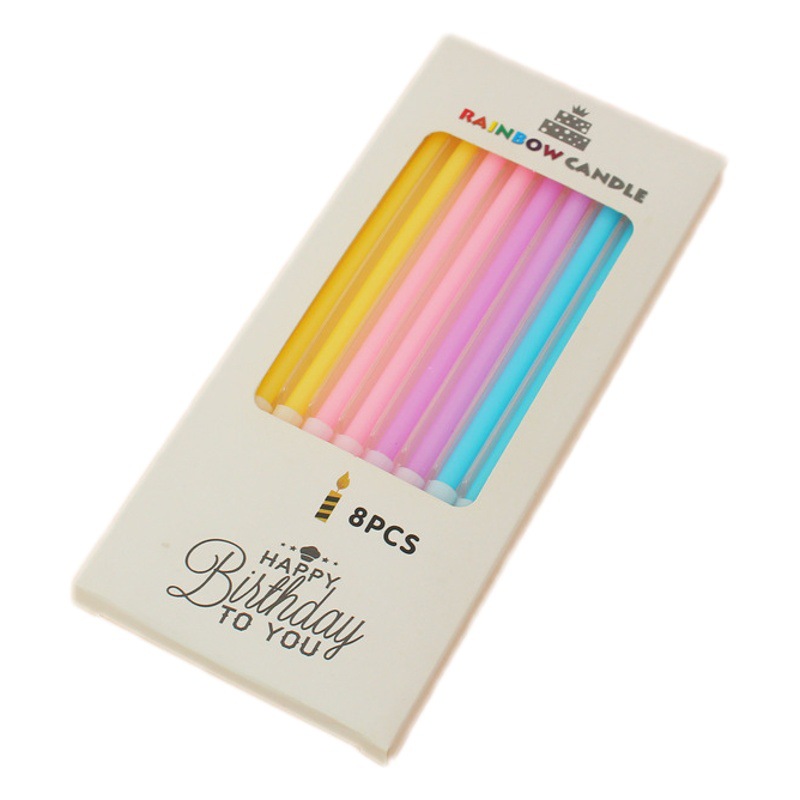 Venta al por mayor ins estilo coreano velas coloridas 8 piezas pastel de fiesta lápiz creativo cumpleaños para hornear velas transfronterizas