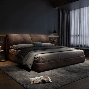 Italian-Style Fabric Bed for Master Bedroom, Large Bed, Simple Modern Double Bed, Nordic Ins Style, Internet Celebrity Wedding Bed