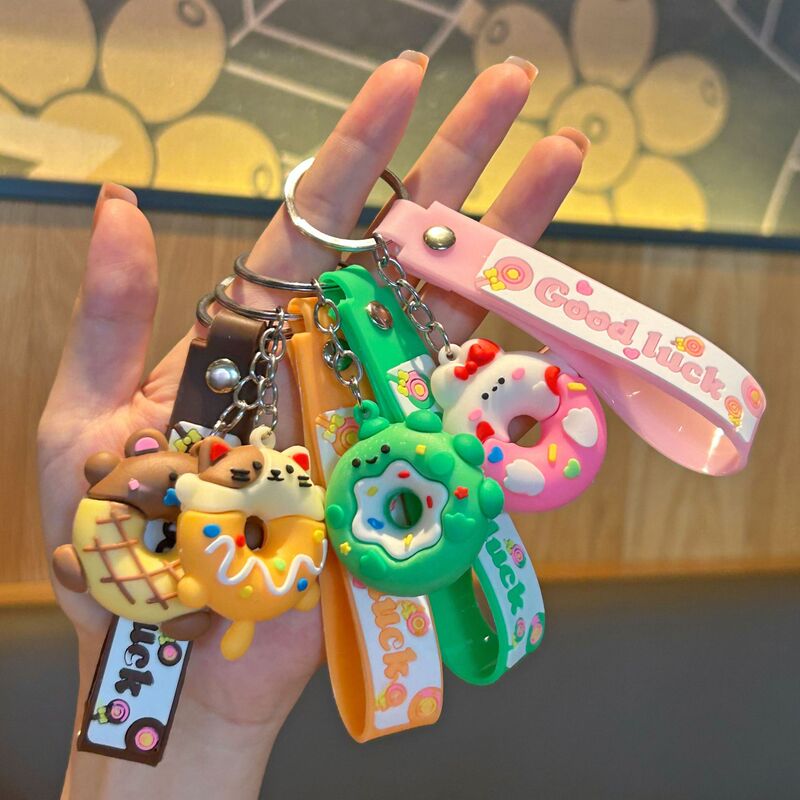 Donut Keychain Cartoon Pendant Student Schoolbag Exquisite Cute Car Keychain Animal Female