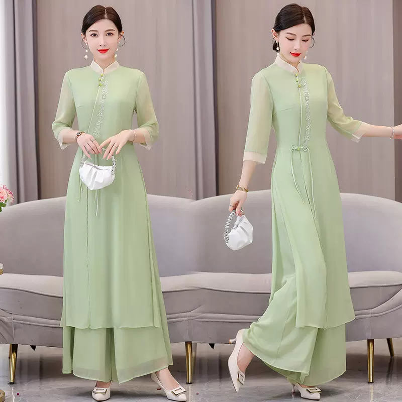 9112实拍春夏季改良连衣裙女中国风旗袍禅意套装仙气复古汉服茶服