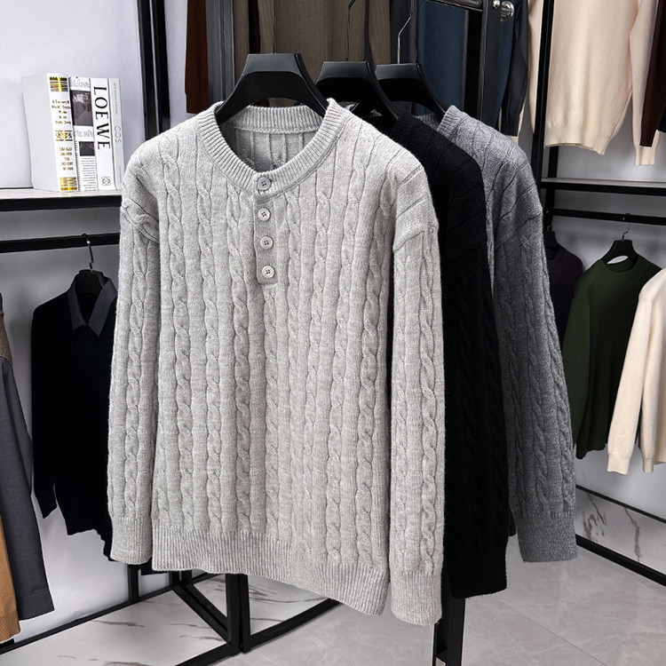 Amazon hombre nueva camiseta de punto de cuello redondo de manga larga otoño y invierno universal moda casual suéter