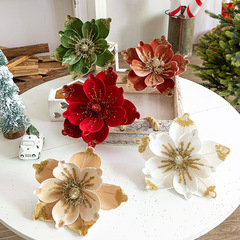 国境を越えたクリスマス装飾高級白鳥ベルベットクリスマス花DIY装飾布芸粘着ピンククリスマスツリー生け花