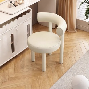 Makeup Stool Girls' Bedroom Cream Style Modern Casual Scandinavian Home Dining Stool with Backrest Light Luxury Soft Pack Dressing Stool