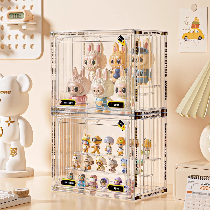 Blind Box Storage Box, Transparent Lego Figure Display Stand, Pop Mart Container Box Display Cabinet, No Installation Required
