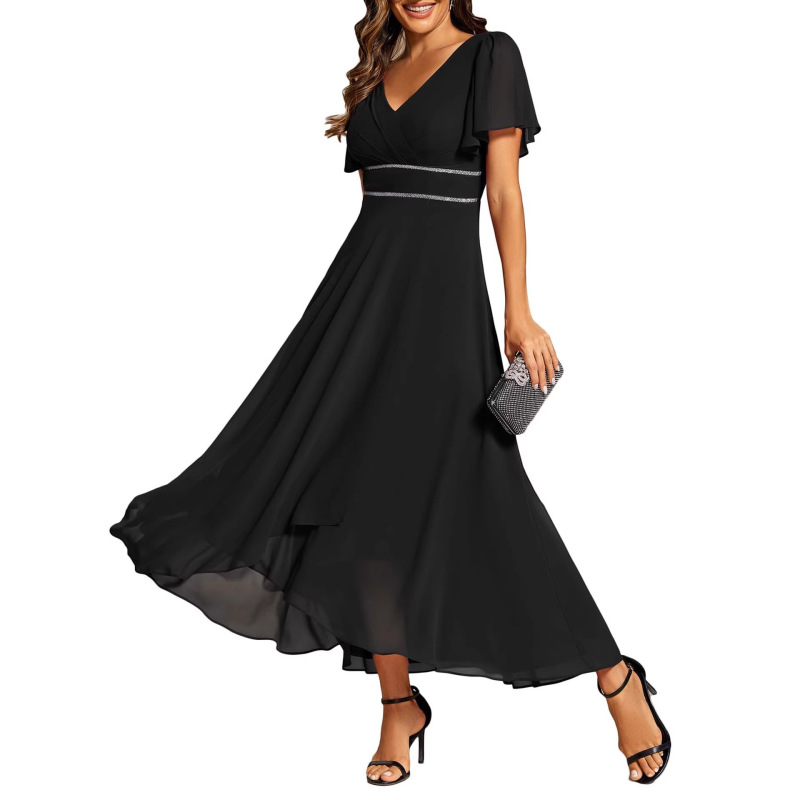 Women's Chiffon Formal Dress 2026 New V-Neck High Waist Bride's Mother Dress Formal Wedding Guest Dress Women's Chiffon Formal Dress 2026 New V-Neck High Waist Bride's Mother Dress Formal Wedding Guest Dress