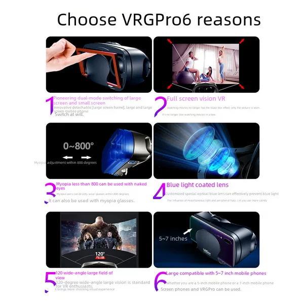 VRG glasses mobile phone with 3D virtual reality helmet Magic Mirror Blue smart gift a generation of yuan universe VR